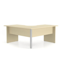 Mesa 90° Unique – Pé Painel com tampo angular e painel frontal.