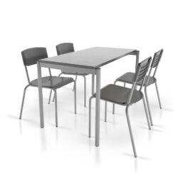 conjunto de mesa com cadeiras na cor cinza