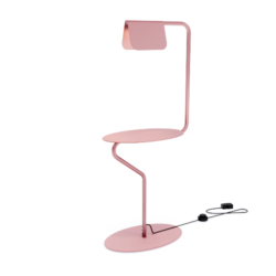 mesa auxiliar Flamingo na cor rosa com iluminação integrada