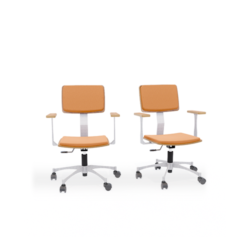 Cadeira Office NEO com estrutura mescla e estofado tangerina